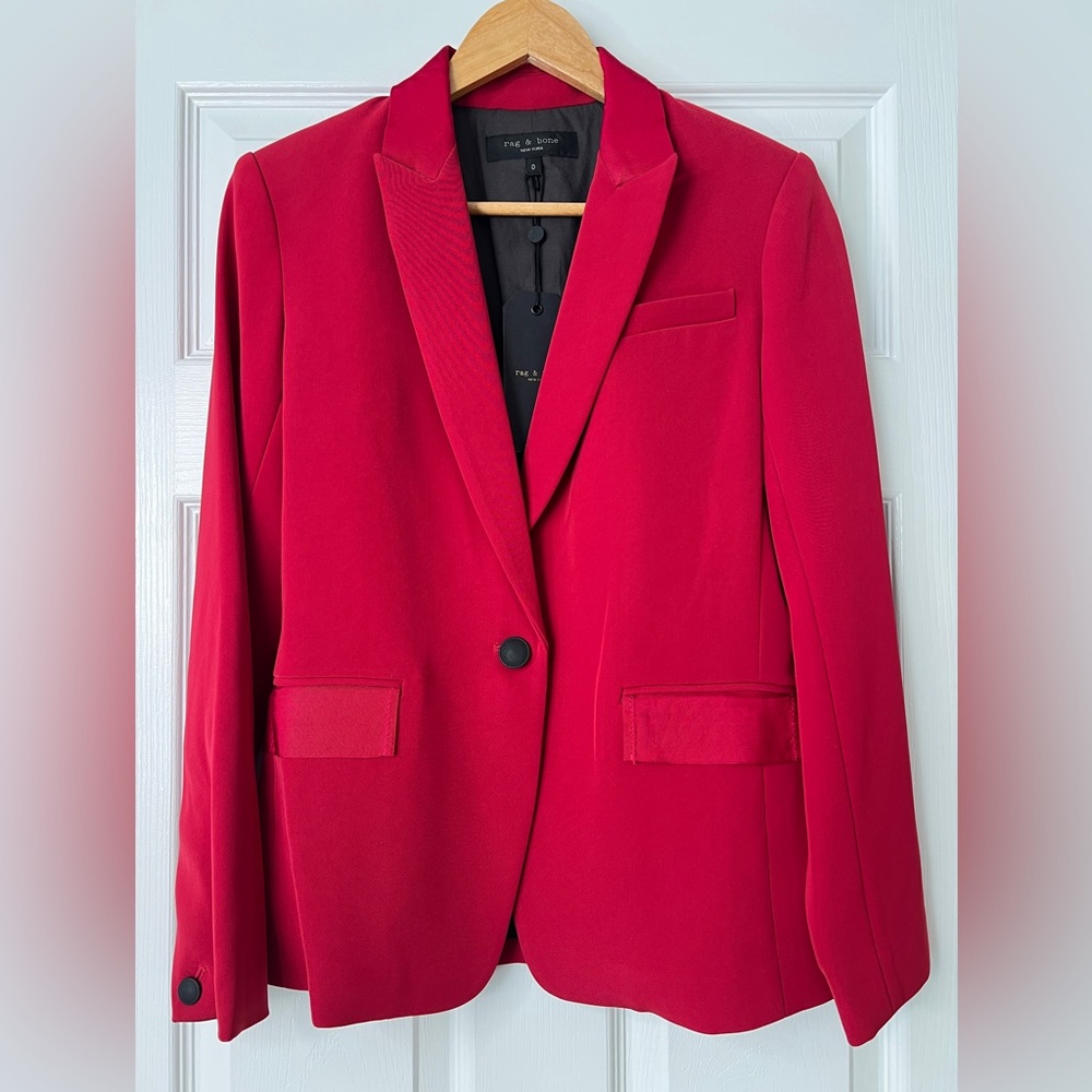 rag & bone Rylie Fuchsia Satin Trim Blazer NWT Size 0